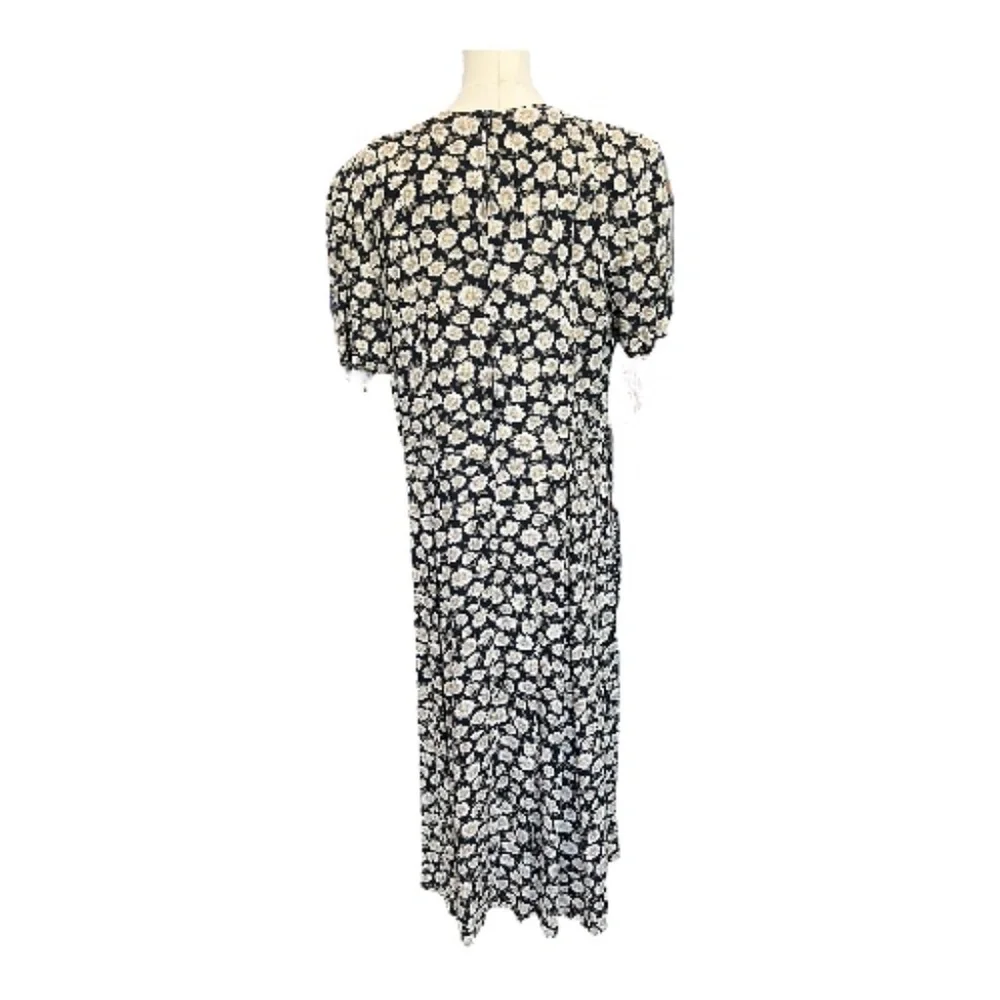 π€π€ EUC ALIX TAYLOR Black & White Floral Print Lace-Up Midi Dress | Sz 18 - Picture 5 of 9